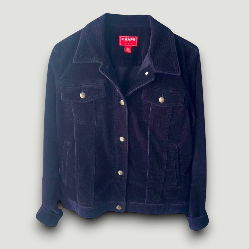 Chaps Jacket Womens L Purple Cotton Corduroy Trucker Vintage Casual Hipster